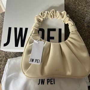 JW PEI Ruched Cream Shoulder Bag